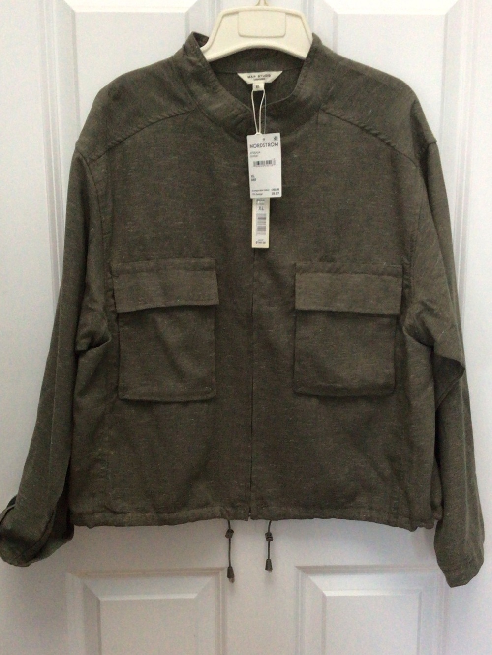 Nordstrom Olive Green Utility Jacket with Front Flap Pockets